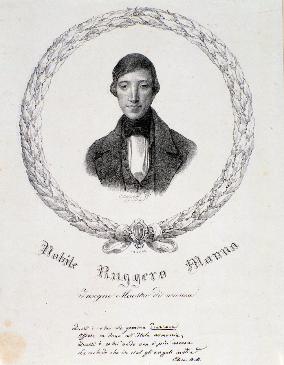 Retrato do Maná Ruggero (litografia) de Anonymous Anonymous