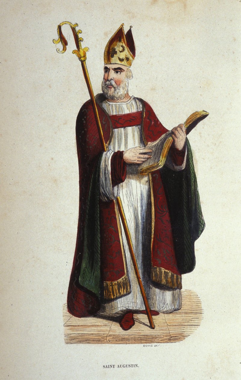 Retrato de Santo Agostinho (354 - 430) gravura do século XIX de Anonymous Anonymous