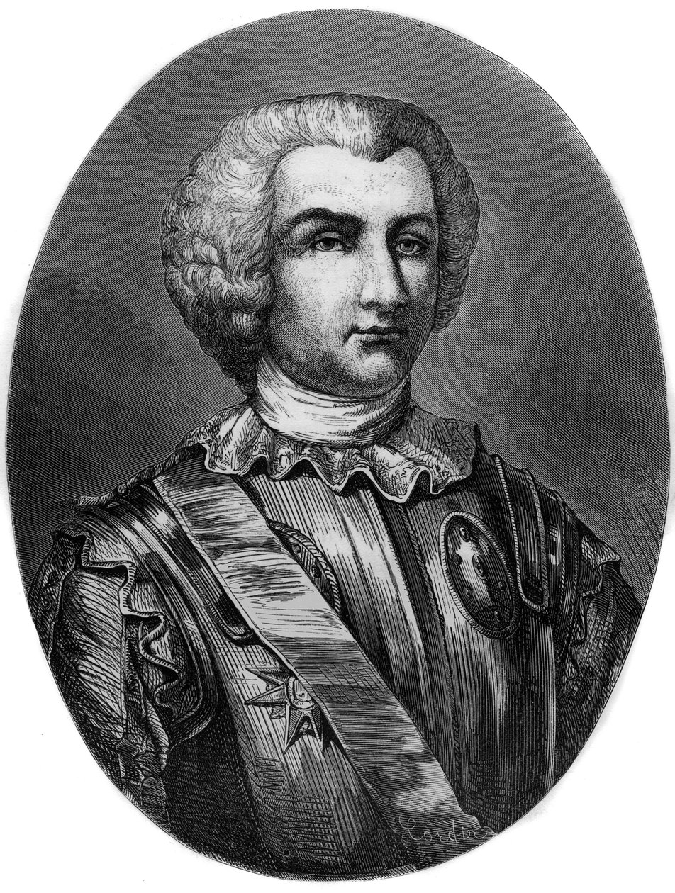 Retrato de Thomas Arthur (1702-66) Conde de Lally - Retrato do Marquês Thomas Arthur, Barão de Tollendal, Conde de Lally (1702-1766), General francês de origem irlandesa - Gravura de 1863 em "The Red Book - History Of The Scaffold in France" de Dupray de de Anonymous Anonymous