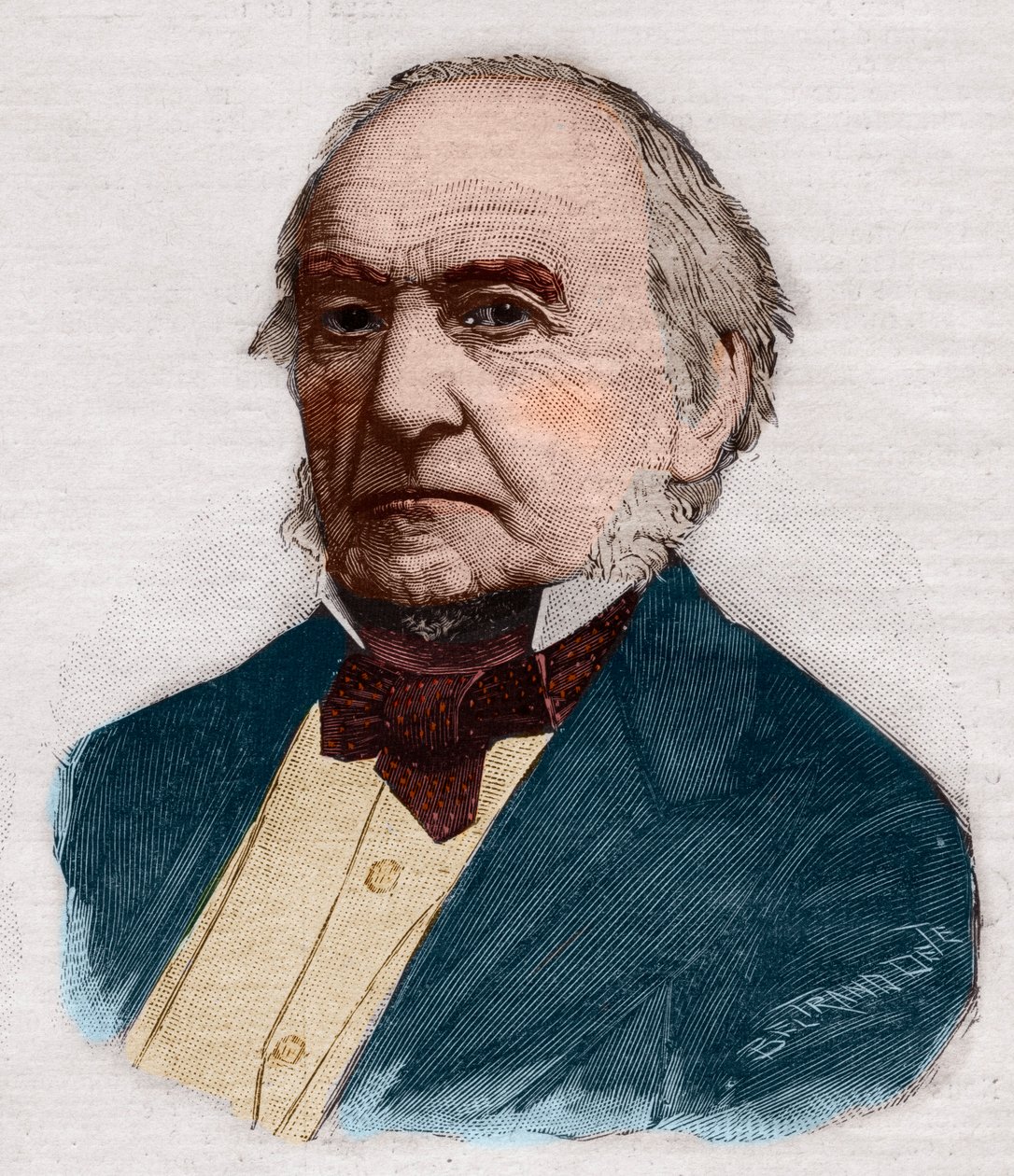 Retrato de William Ewart Gladstone (1809-1898), primeiro-ministro e político britânico. Gravura em "Le petit Parisien", de 1891. Coleção privada. de Anonymous Anonymous
