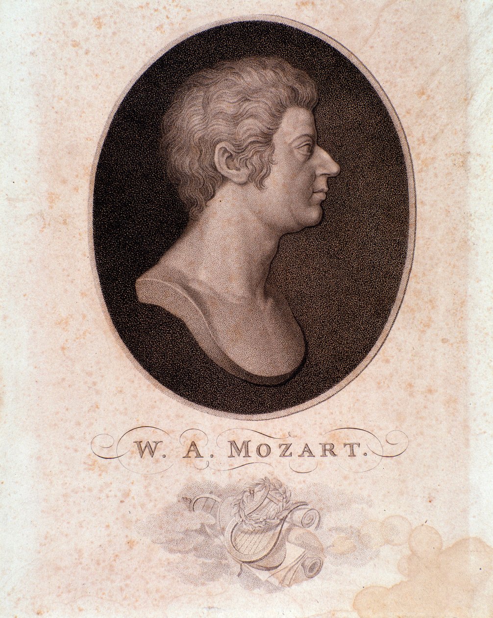 Retrato de Wolfgang Amadeus Mozart (gravura) de Anonymous Anonymous
