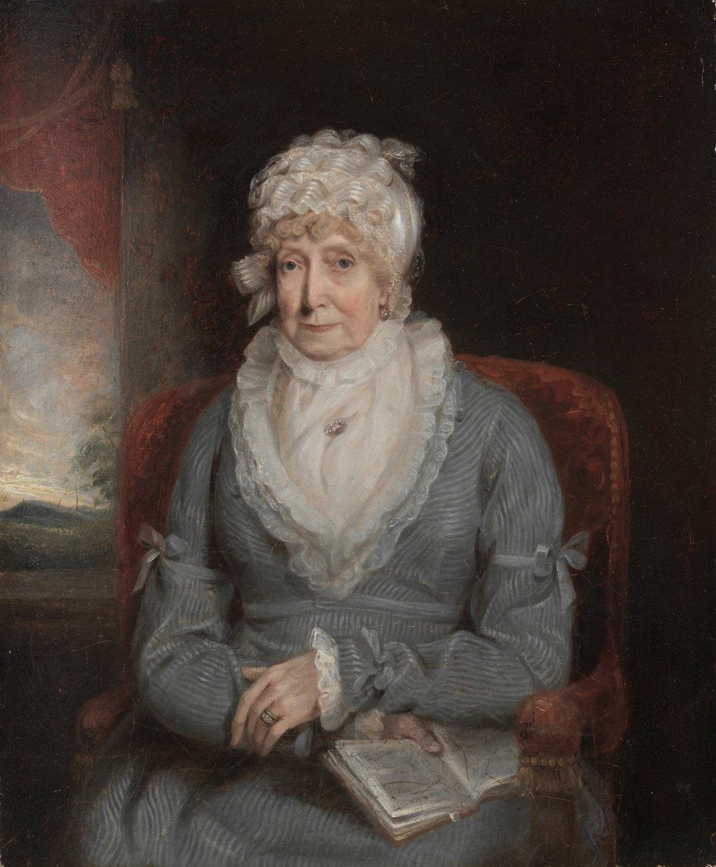 Retrato de uma mulher (Sra. Ann Hivlyn), início de 1800 (óleo sobre madeira) de Anonymous Anonymous