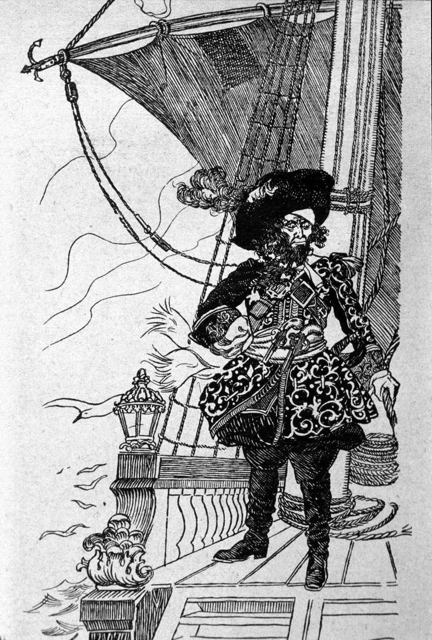 Retrato de um pirata no convés do seu navio. de Anonymous Anonymous