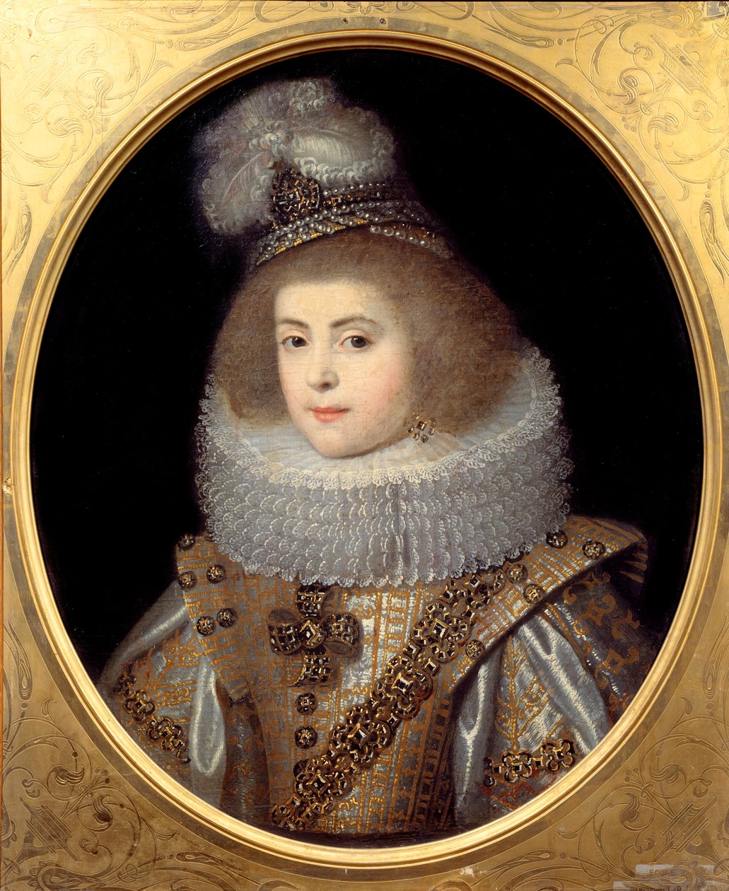 Retrato de uma jovem rapariga da corte do rei de Navarra. Pintura anónima de Anonymous Anonymous