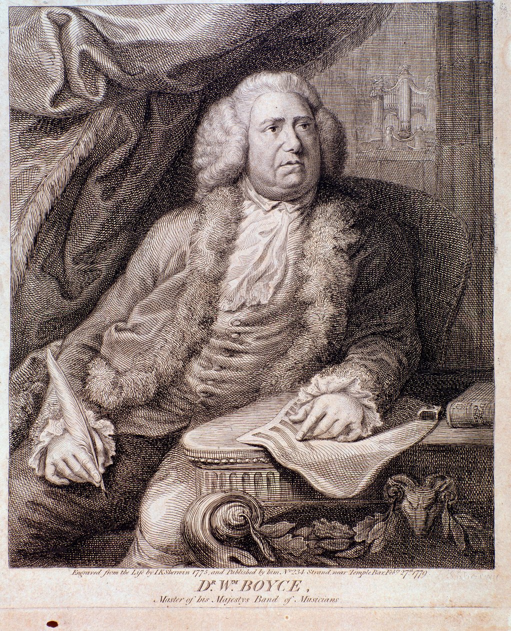 Retrato do compositor inglês William Boyce (Gravura. século 18) de Anonymous Anonymous