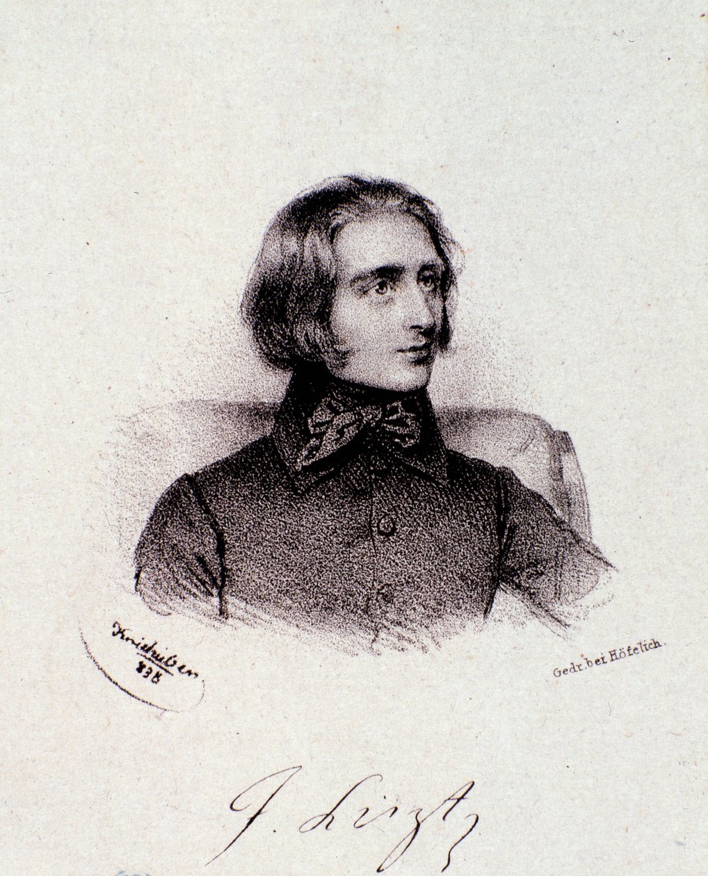 Retrato do compositor húngaro Franz Liszt (1811-1886) Gravura. Século XIX. Coleção particular milanesa de Anonymous Anonymous