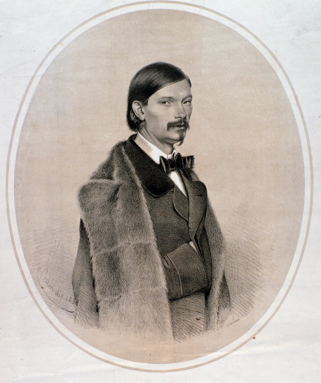 Retrato do maestro italiano, contrabaixista e compositor Giovanni Bottesini (Desenho. 1858) de Anonymous Anonymous