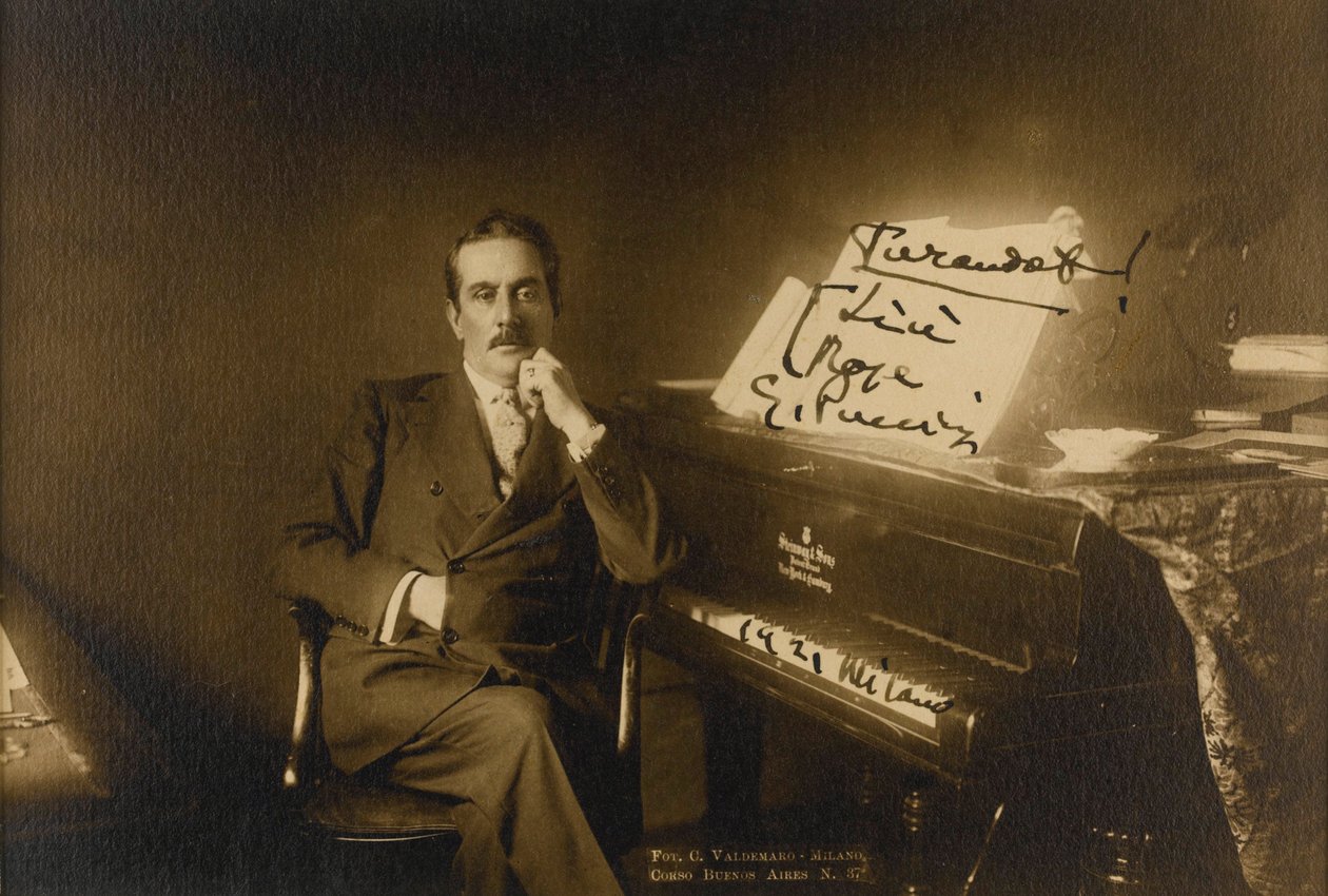 Retrato do Compositor Giacomo Puccini (1858-1924) de Anonymous Anonymous