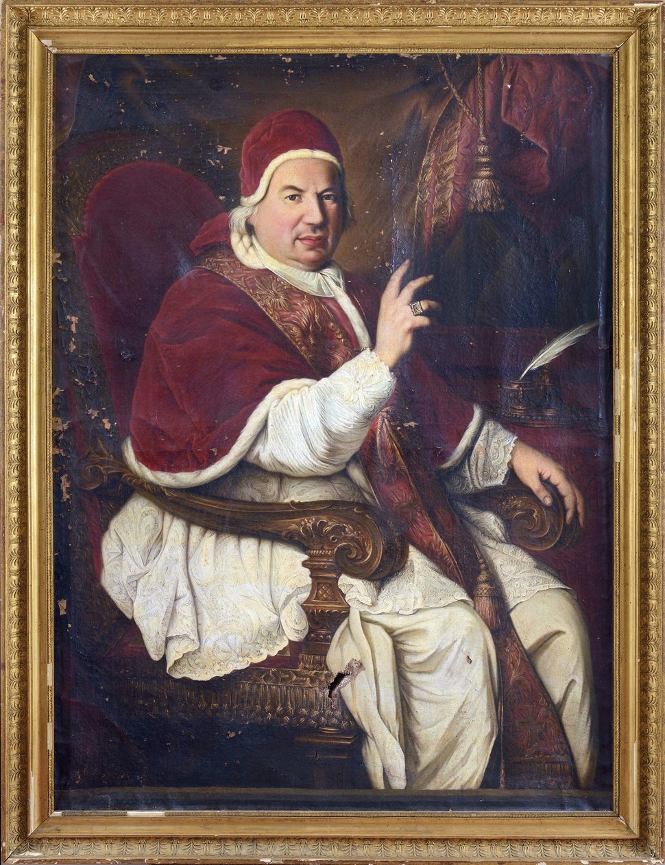 Retrato do Papa Bento XIV (1675-1758), Anónimo . Óleo sobre tela, Segunda metade do 18º cen... Dimensão : 128x94 cm. Coleção Particular de Anonymous Anonymous