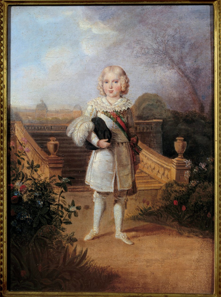 Retrato do Príncipe de Parma (1811-1832) no Jardim das Tuilerias Rei de Roma Napoleão II, Duque de Reichstadt, filho do Imperador Napoleão I (1769-1821). Pintura anónima. Século XIX Coleção particular de Anonymous Anonymous
