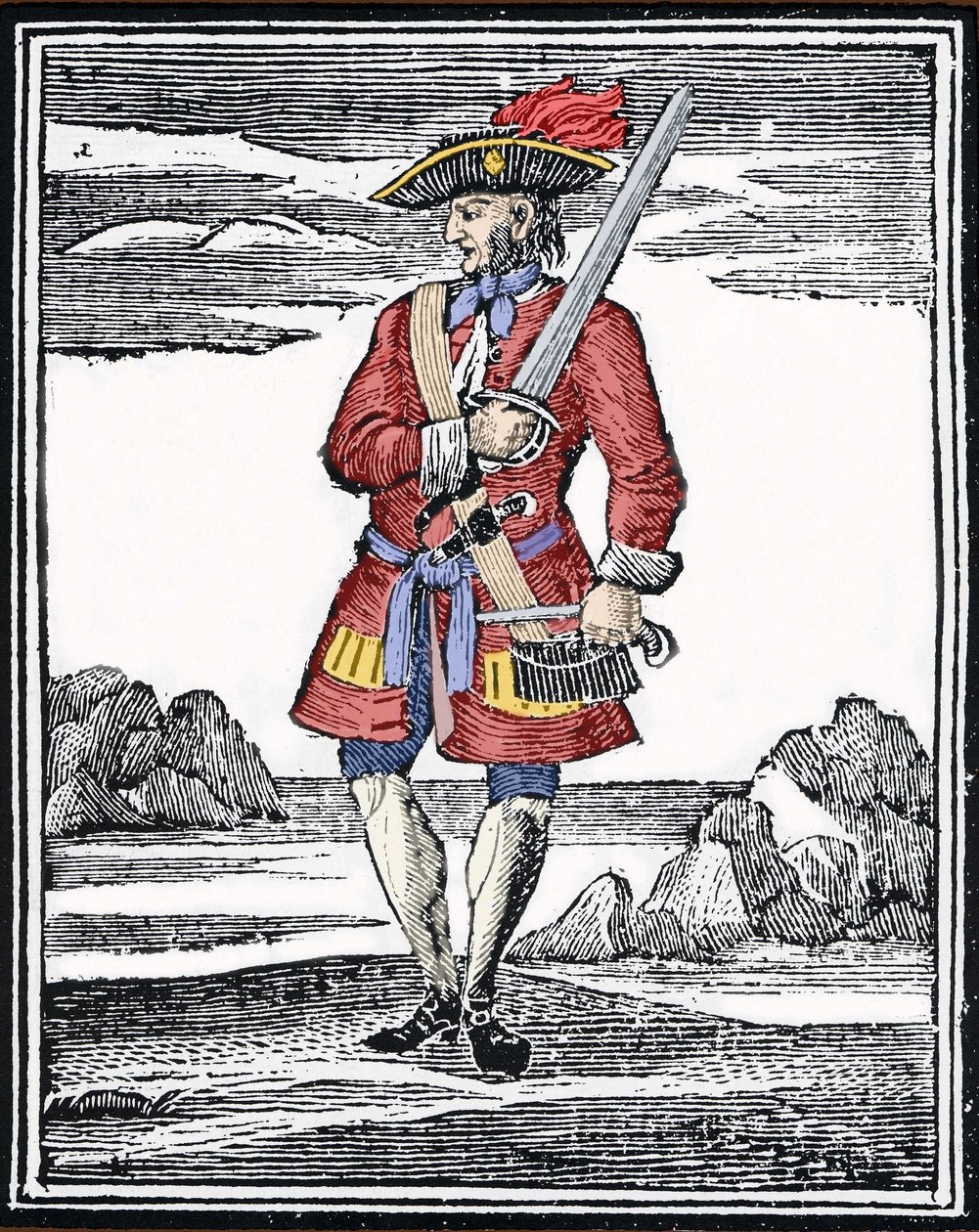 Retrato do pirata Jack Rackham diz o Vermelho ou John Rackham, mais conhecido como Calico Jack (? 1720). Gravura. de Anonymous Anonymous