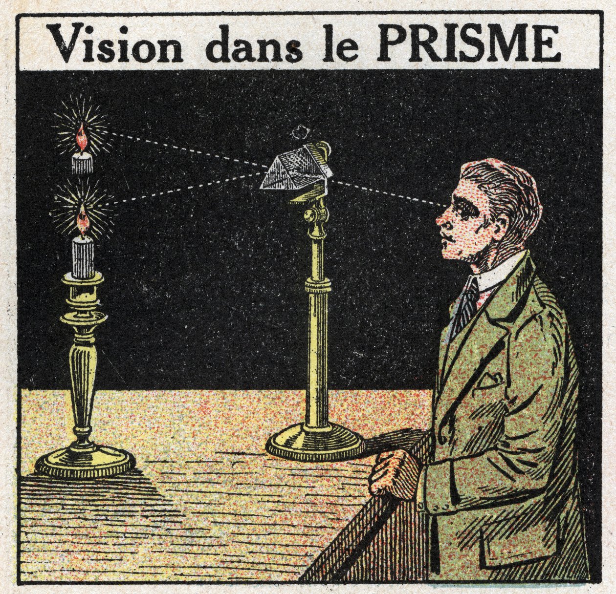 Prismas e lentes: visão no prisma. Ilustração anónima a partir de 1925. Coleção privada. de Anonymous Anonymous