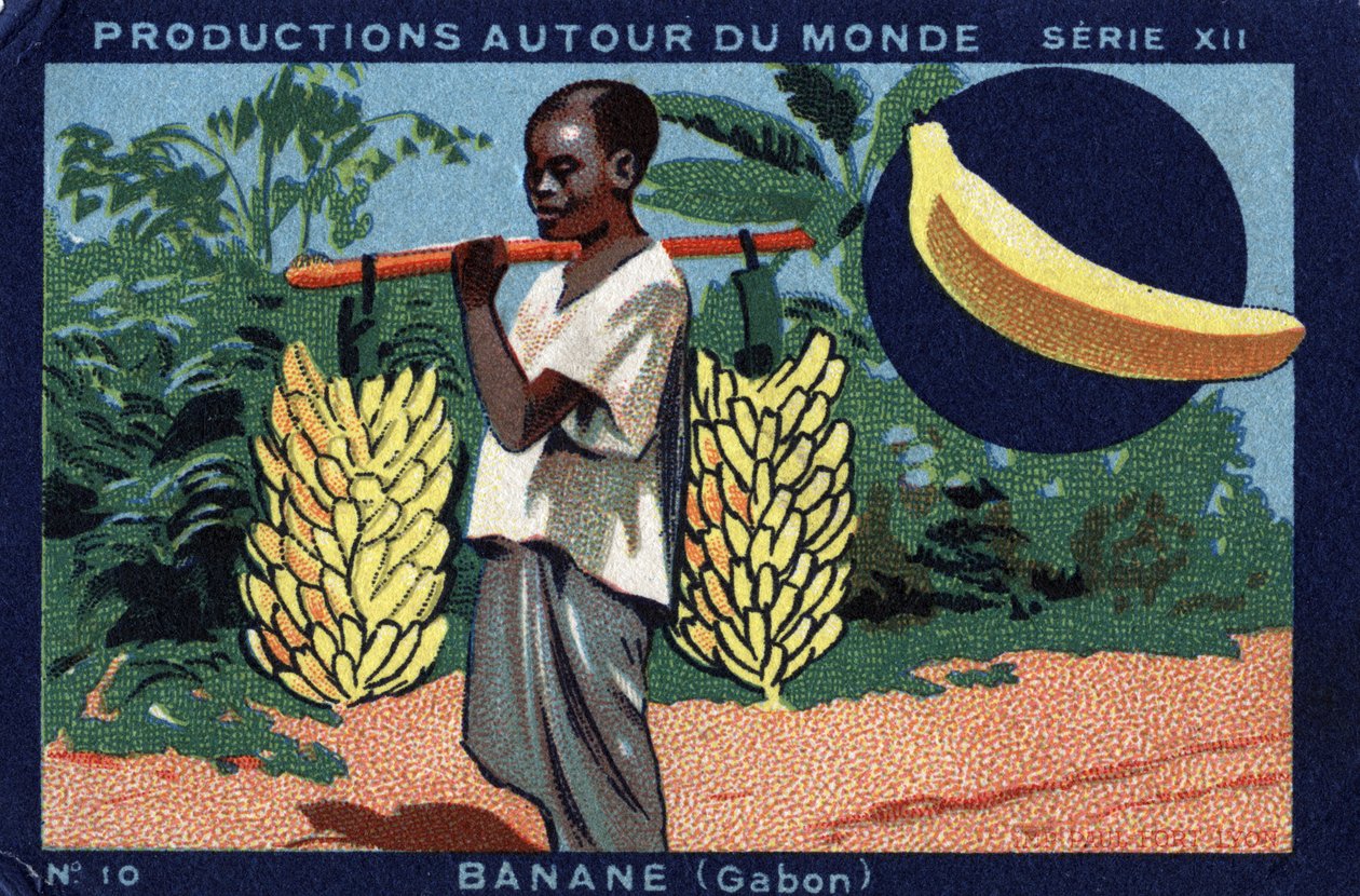 Produções em todo o mundo: Banana no Gabão. Cromolitografia de 1933 no "Álbum Joseph-Milliat". de Anonymous Anonymous