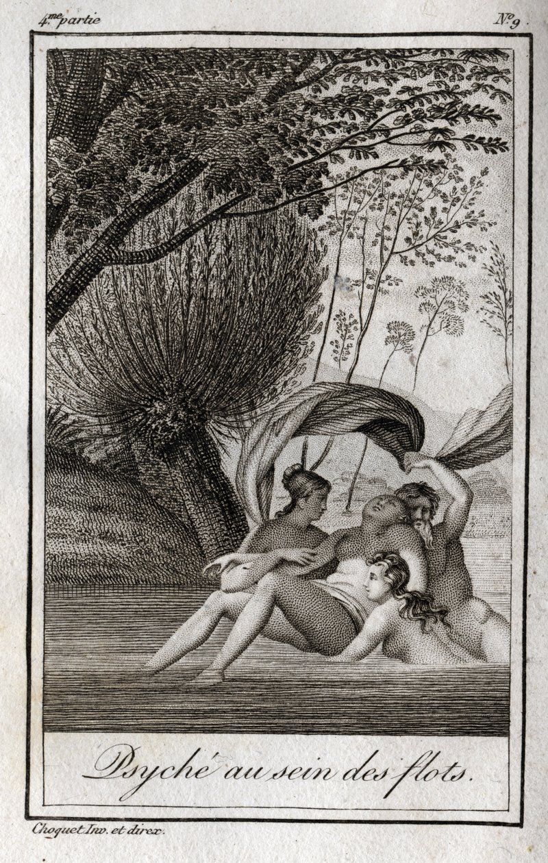 Psique dentro das ondas. Gravura de 1819 em "Lettres a Emilie sur la mythologie" de Charles Albert Demoustier (1760-1801). Coleção privada. de Anonymous Anonymous