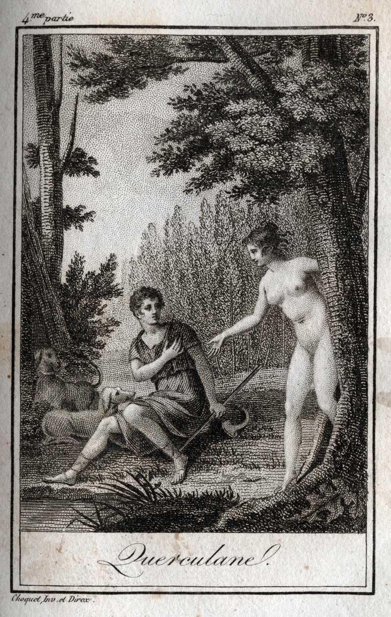 QUERCULANES, ninfas, protectores de canais. Gravura de 1819 em "Lettres a Emilie sur la mythologie" de Charles Albert Demoustier (1760-1801). Coleção particular. de Anonymous Anonymous