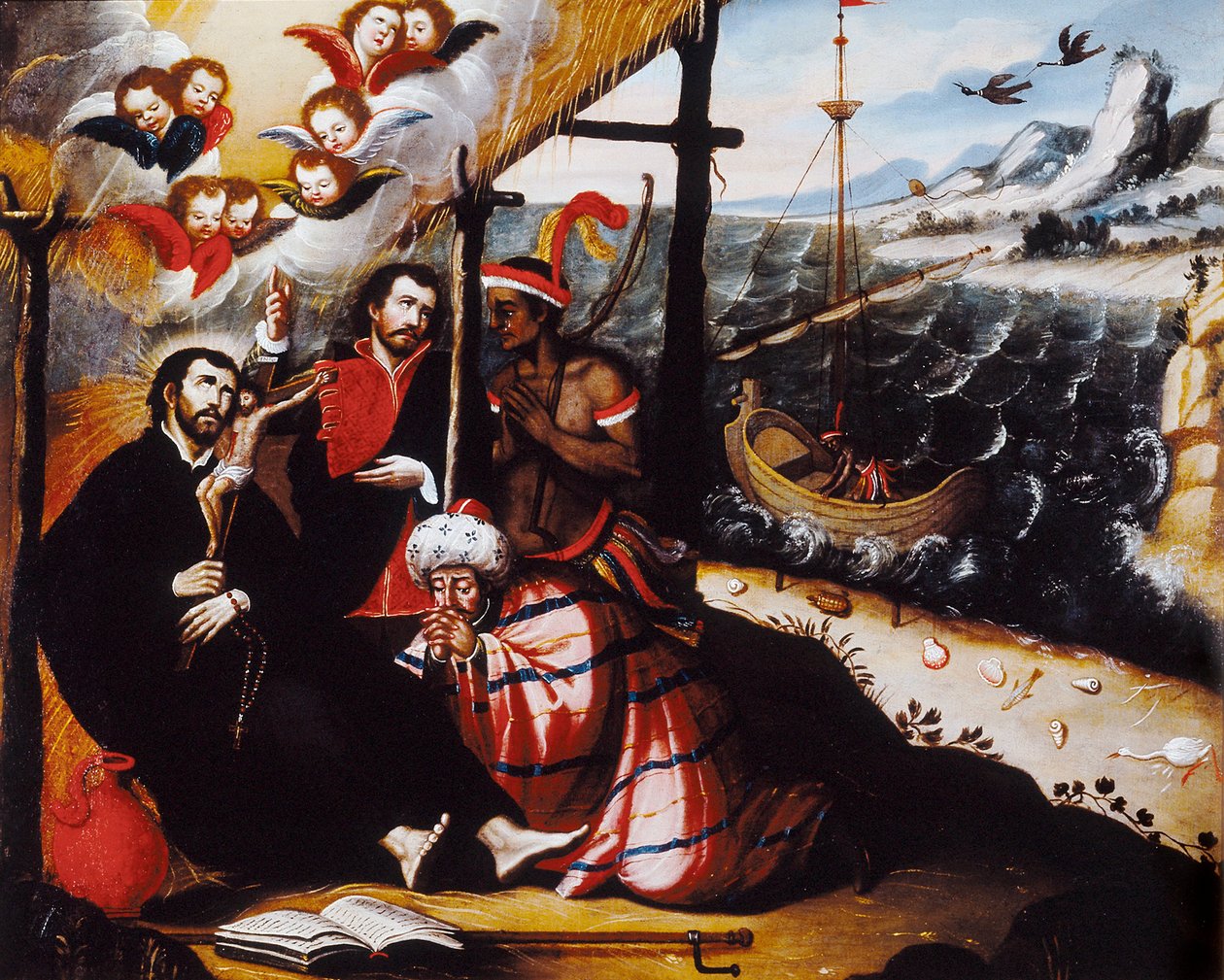 "Representação de São Francisco Xavier (1506-1552), missionário jesuíta, co-fundador da Companhia de Jesus e padroeiro das missões" Pintura anónima. de Anonymous Anonymous