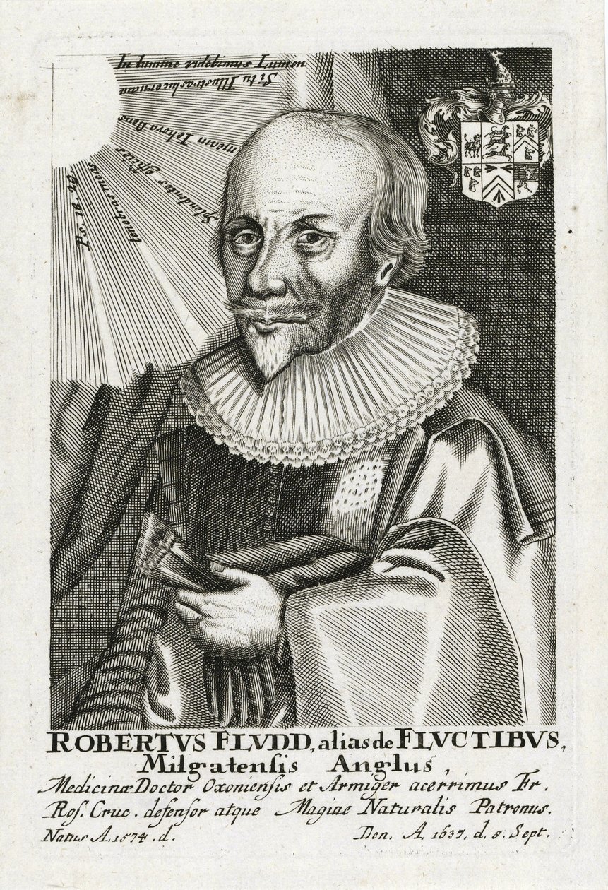 Robert Fludd (1574-1637) (Robertus de Fluctibus), Anónimo. Gravura, tamanho : 15,5x10,2 de Anonymous Anonymous