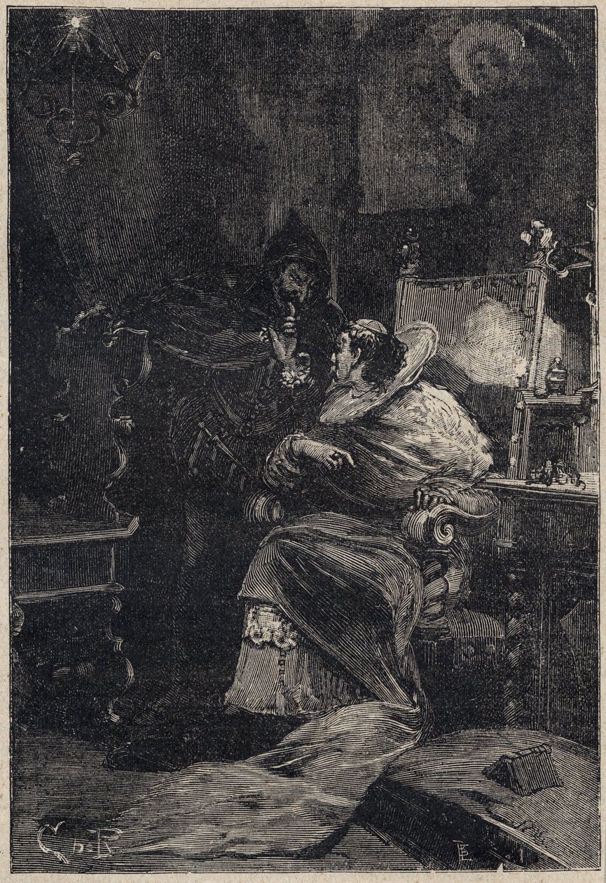 Rodrigo Borgia e Ascanio Maria Sforza Visconti (1455-1505) - gravura de 
