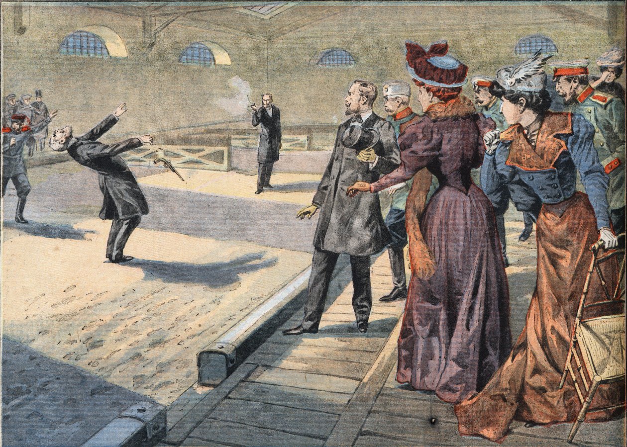 Os generais russos Smyrnoff e Fock lutam num duelo. Gravura do jornal "Le Petite Parisien", 5/04/1908. Colecção privada. de Anonymous Anonymous