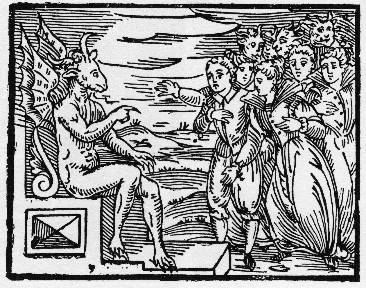 Satanás exige um pacto dos novos feiticeiros - "Compendium Maleficarum", trata das bruxas, do seu mal e das suas sortilégios por Francesco Maria Guazzo ou Guaccio ou Guaccius (15?? -16??) 1608 Coleção Privada de Anonymous Anonymous