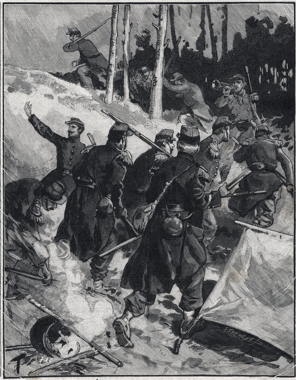 Cena do romance de Emile Zola (1840-1902) "The Debacle". Gravação em "Le petit parisien" em 28/02/1892. Coleção Particular de Anonymous Anonymous