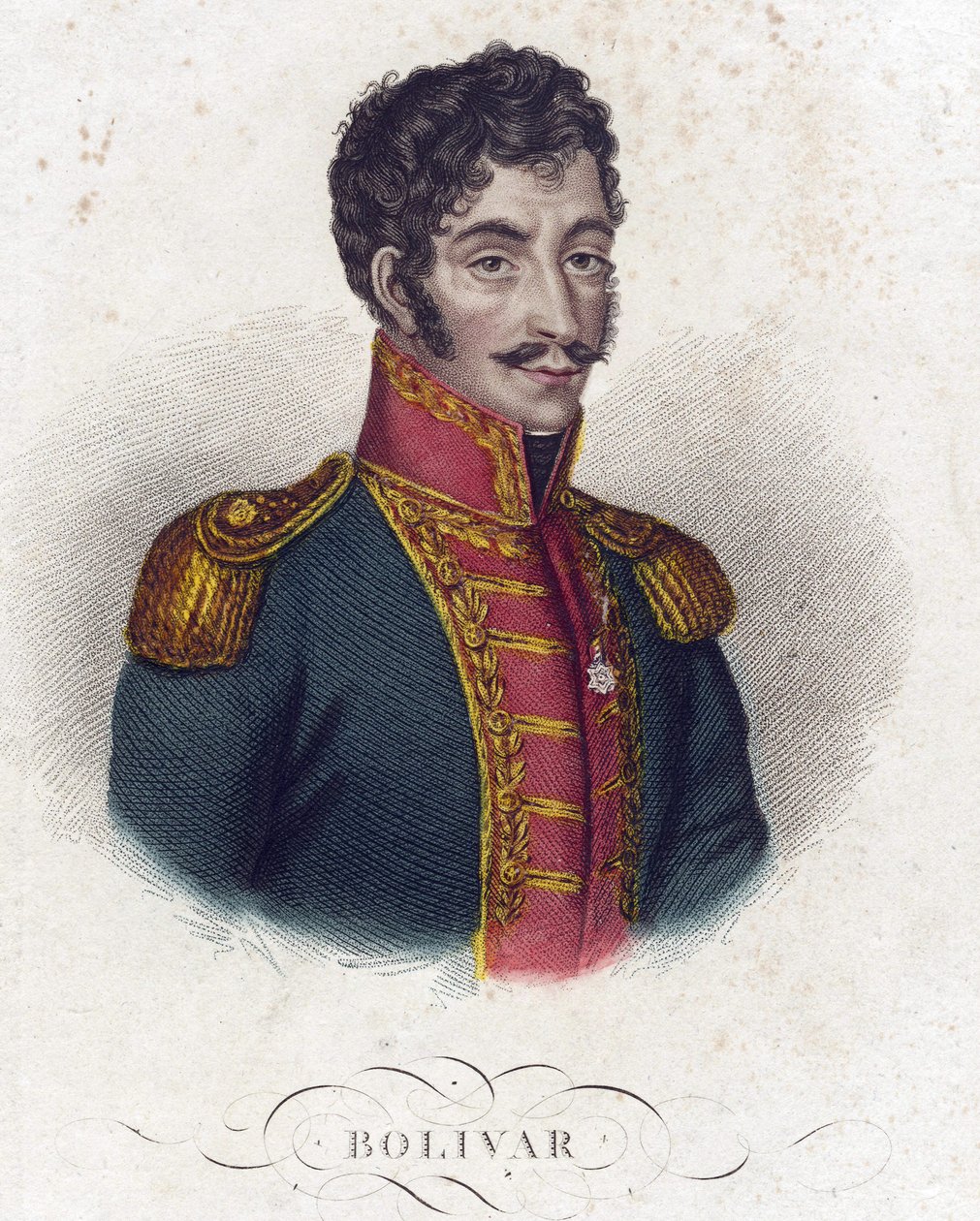 Simon Bolivar (1783-1830) - Anônimo - 1825 - Gravura, aguarela - 16,6x12 - Coleção Privada de Anonymous Anonymous