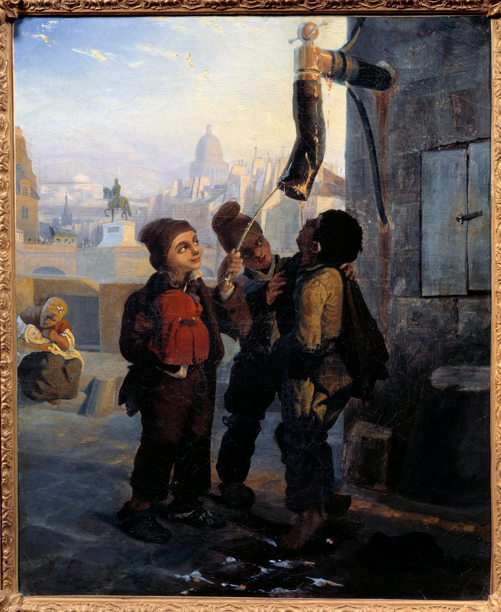 Pequena Chaminé Desalinhamento da chaminé para a água de uma bomba no Quai du Louvre em 1830 Pintura anónima. 1830 Sol. 0,45x0,38 m de Anonymous Anonymous