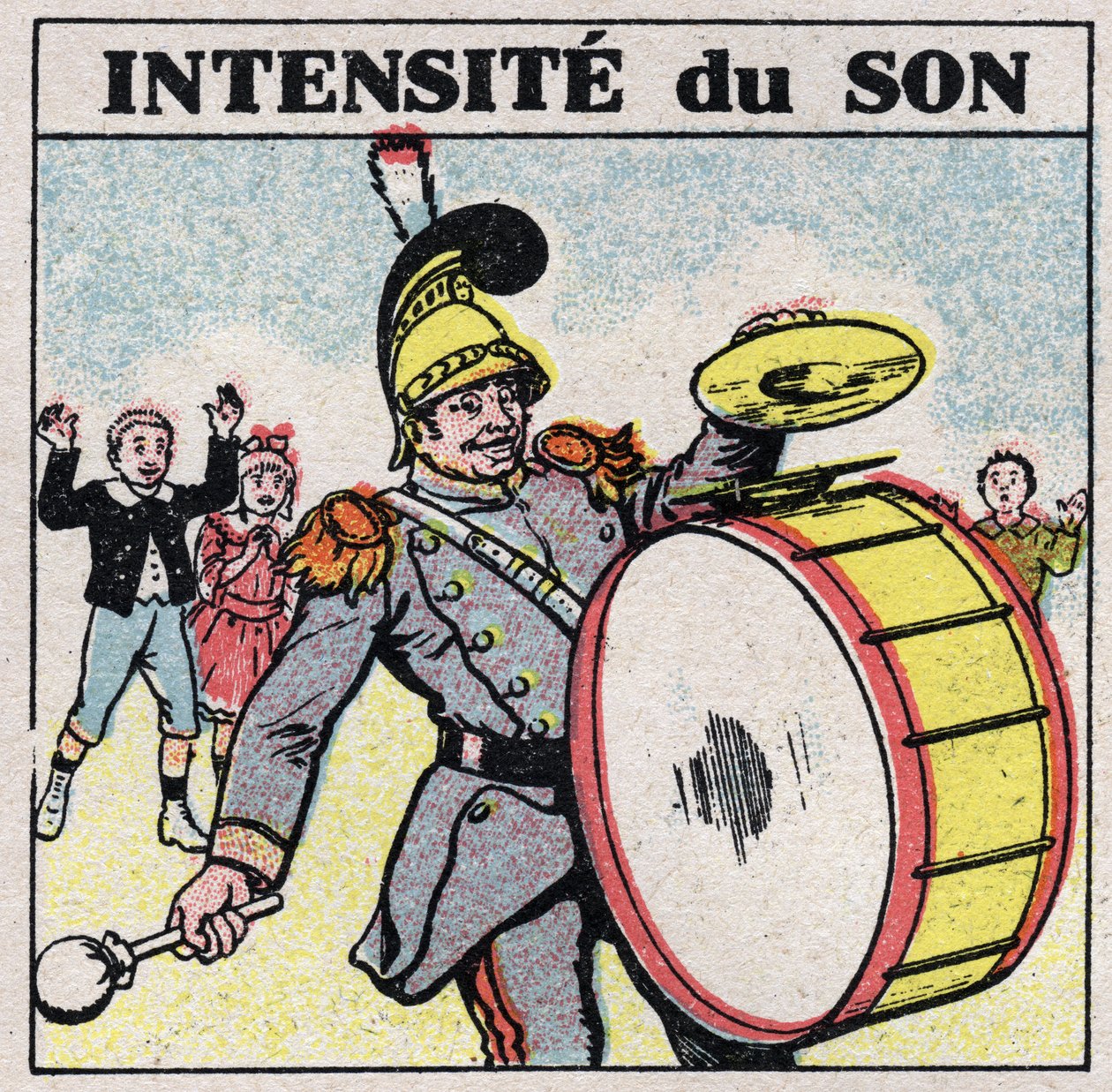 Energia sonora: som intenso. O baixo de uma banda militar. Ilustração anónima de 1925. Coleção particular. de Anonymous Anonymous