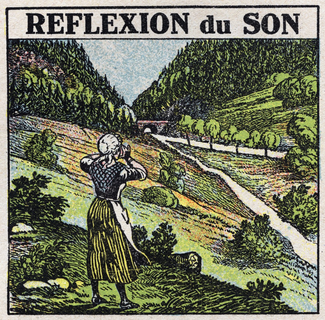 Energia sonora: reflexão do som por meio de fenômenos de eco. Ilustração anônima de 1925. Colecção privada. de Anonymous Anonymous