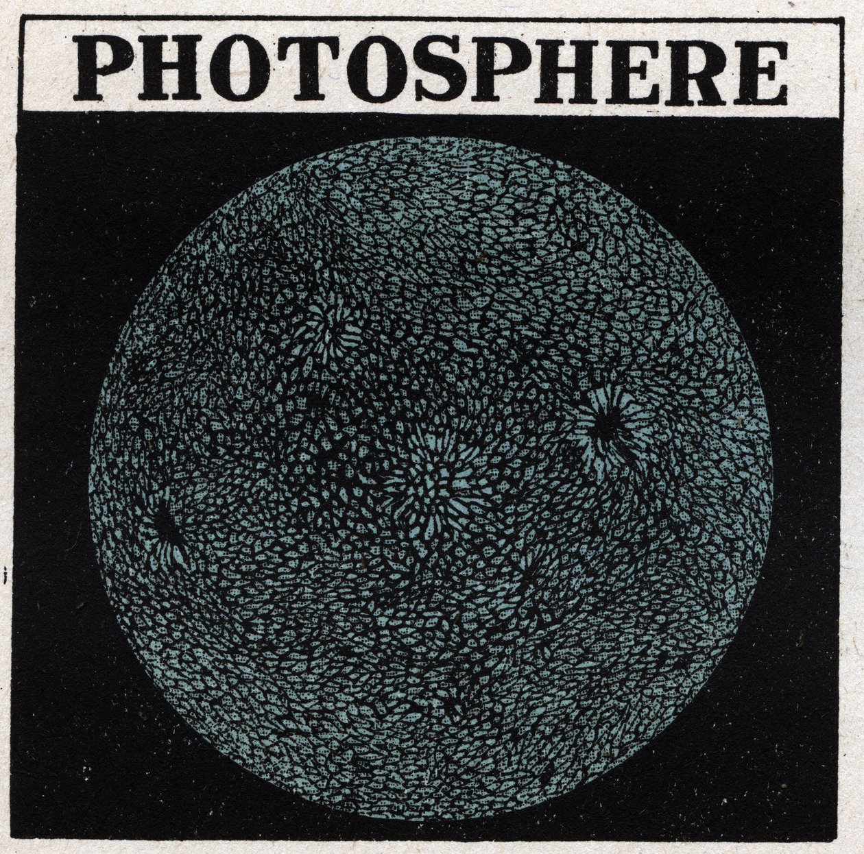 Análise espectral: composição do sol. A superfície do sol é chamada de fotosfera. Ilustração anônima de 1925. Coleção particular. de Anonymous Anonymous