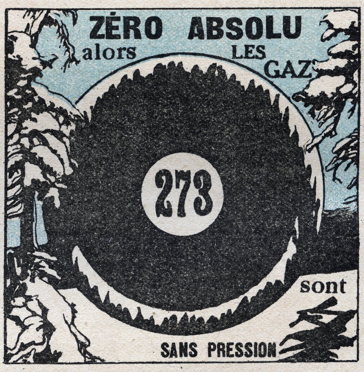 Temperatura e expansão: zero absoluto (- 273 graus centígrados). Ilustração anónima a partir de 1925. Coleção privada. de Anonymous Anonymous