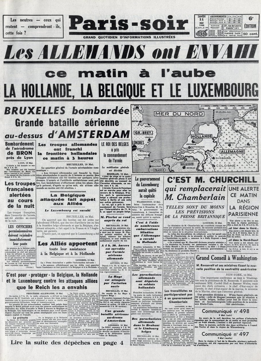 A Batalha da Bélgica ou Campanha Belga - 18 dias de campanha - invasão da Bélgica pelas tropas alemãs durante a Segunda Guerra Mundial - PARIS EVIOR de 11-05-1940 - ALEMANHA INVASED HOLLAND - BÉLGICA E LUXEMBURGO - de Anonymous Anonymous