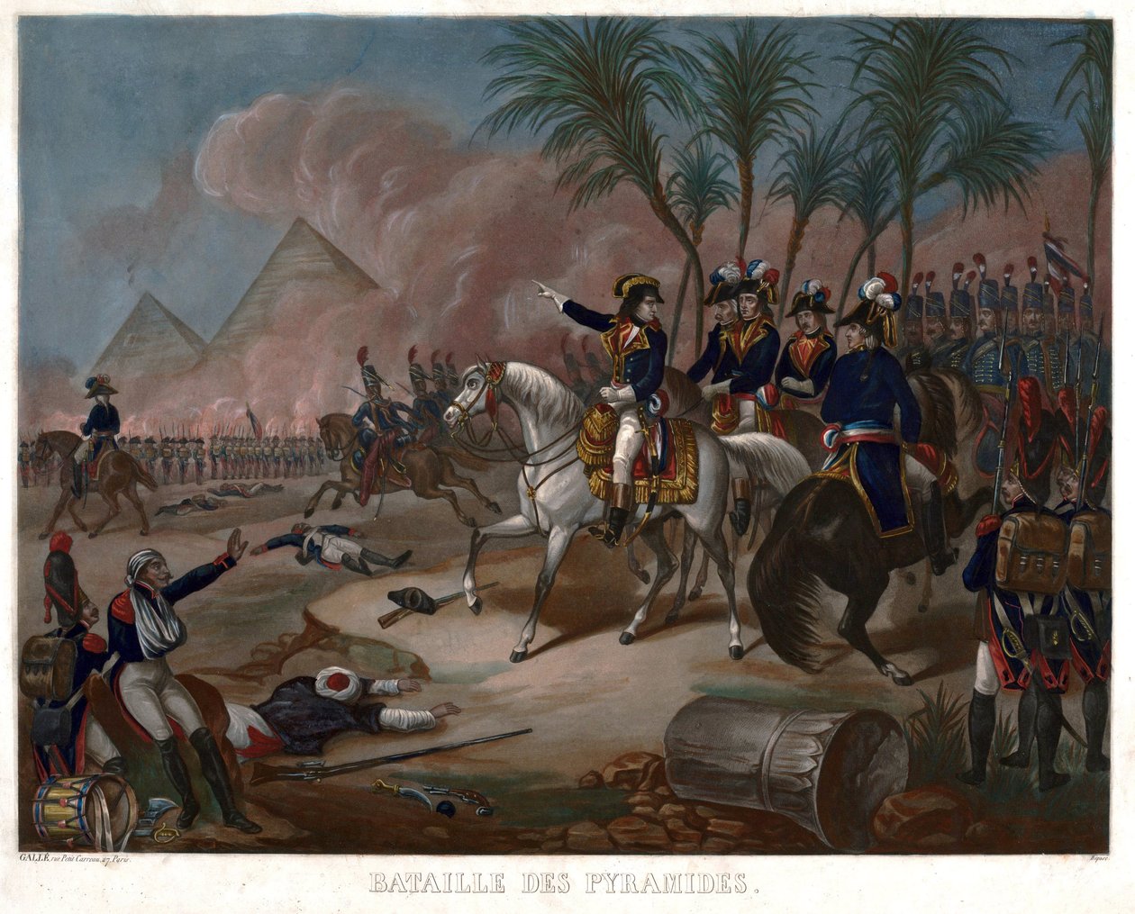 A Batalha das Pirâmides (3 termidor An VI, 21 juillet 1798) - Anónimo - 1800 - Mezzotint - 59,8x84,7 - Colecção Privada de Anonymous Anonymous