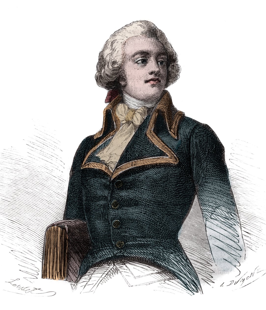 O Conde Louis Marie de Narbonne-Lara (Narbonne Lara) (1755-1813) Conde e General francês - Gravura em "Histoire des Girondins" de Alphonse de Lamartine (1790-1869) 1865-1866 - Coleção particular de Anonymous Anonymous