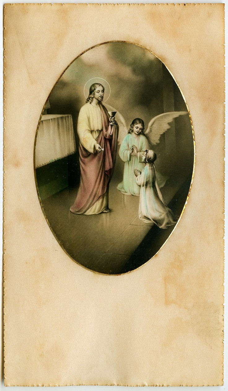Eucaristia, Comunhão, Sacramento do Altar: uma criança diante de Jesus (gravura) de Anonymous Anonymous