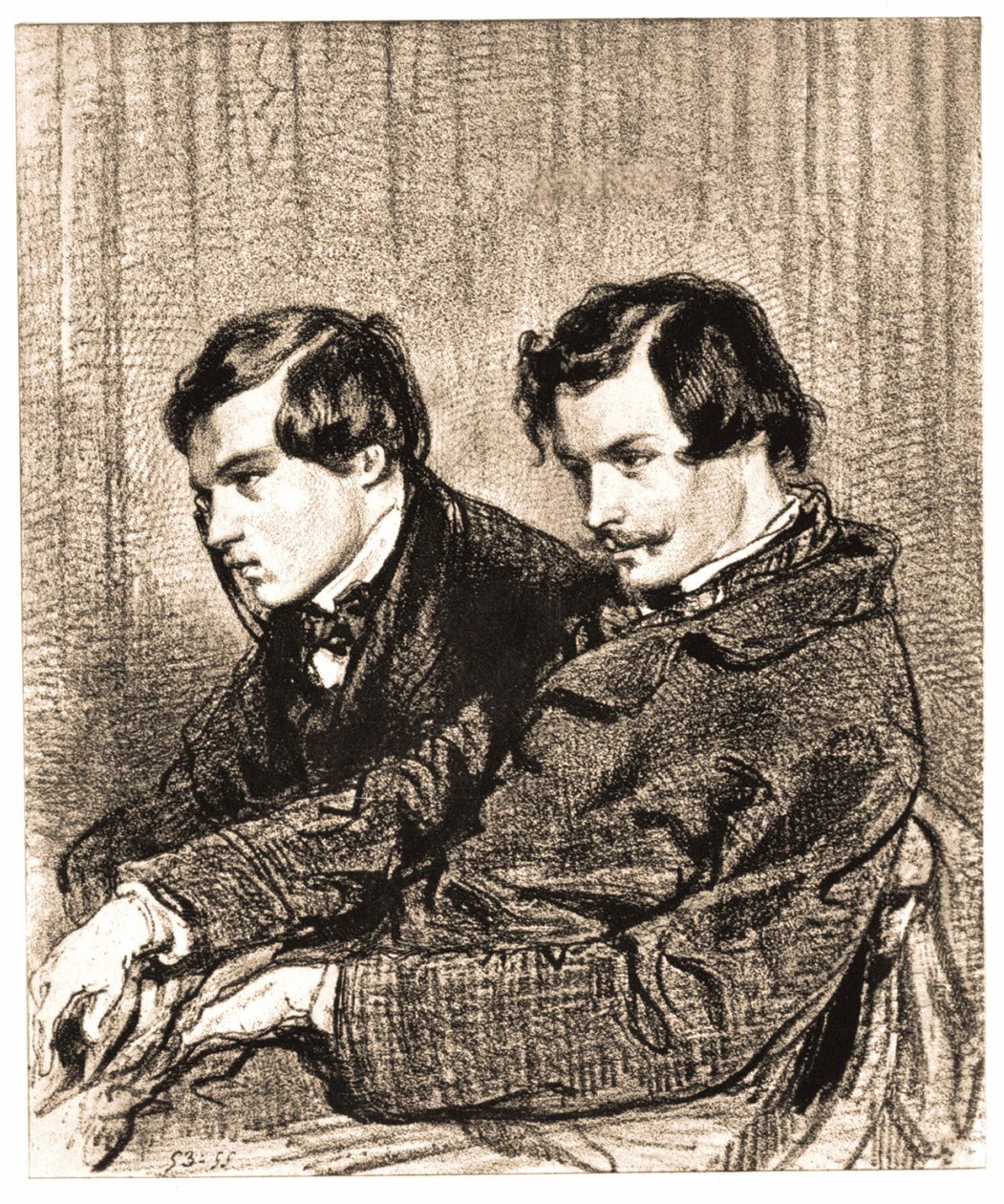 Os irmãos Goncourt. Desenho, coleção privada. de Anonymous Anonymous