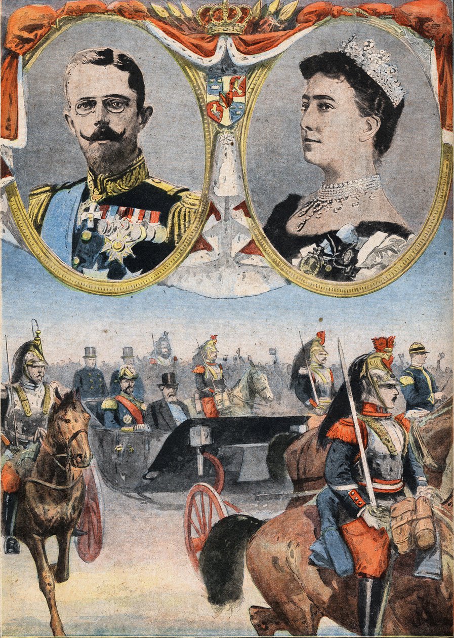 Os Hotes de França: Rei Gustave V (1858-1950) e Rainha de Suede Victoria (Viktoria de Bade de Anonymous Anonymous