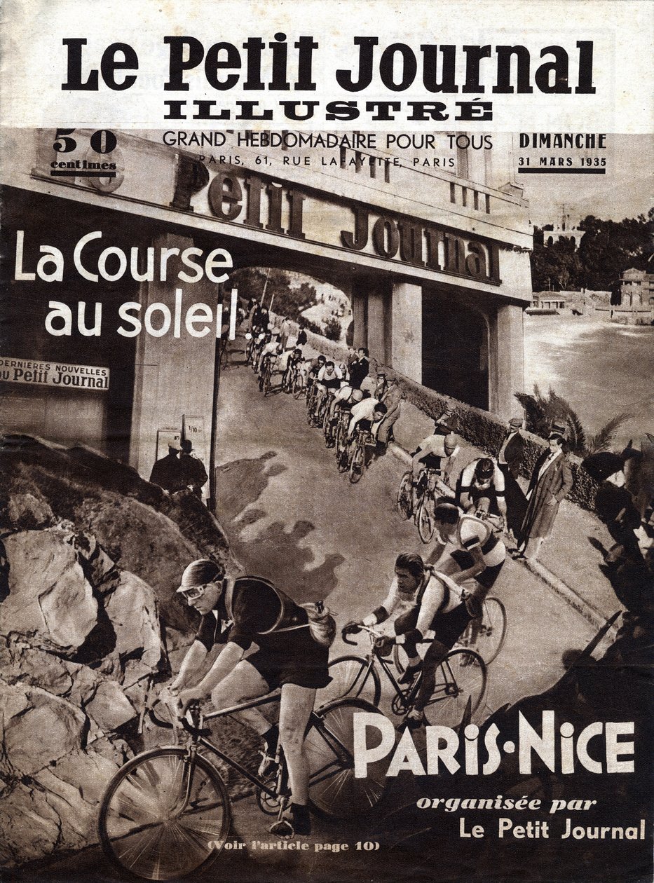 A corrida de ciclismo de Paris Nice organizada pelo jornalzinho. Capa do "The Little Illustrous Journal" de 31/03/1935. Coleção Particular de Anonymous Anonymous