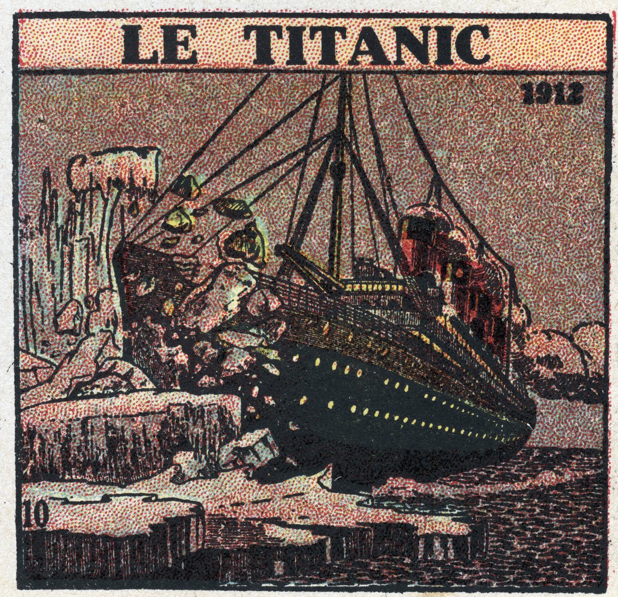 O T.S.F.: o afundamento do Titanic em 1912. Mensagens de socorro foram enviadas do posto T.S.F. do navio depois de se ligar com um iceberg. Ilustração anónima de 1925. Colecção privada. de Anonymous Anonymous