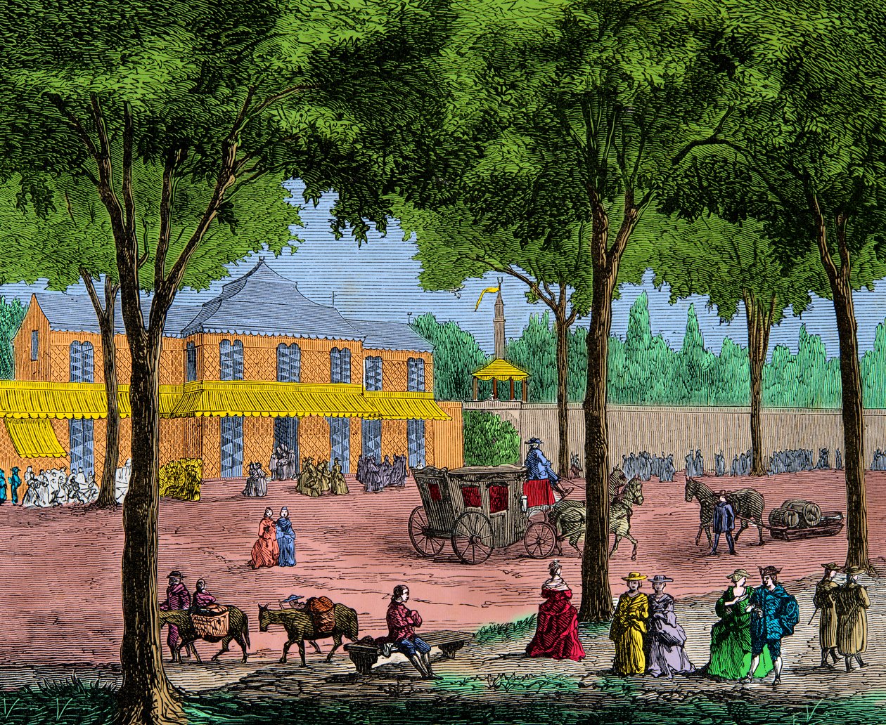 O café turco no Boulevard du Temple em Paris em 1780, Gravação, Coleção Privada de Anonymous Anonymous