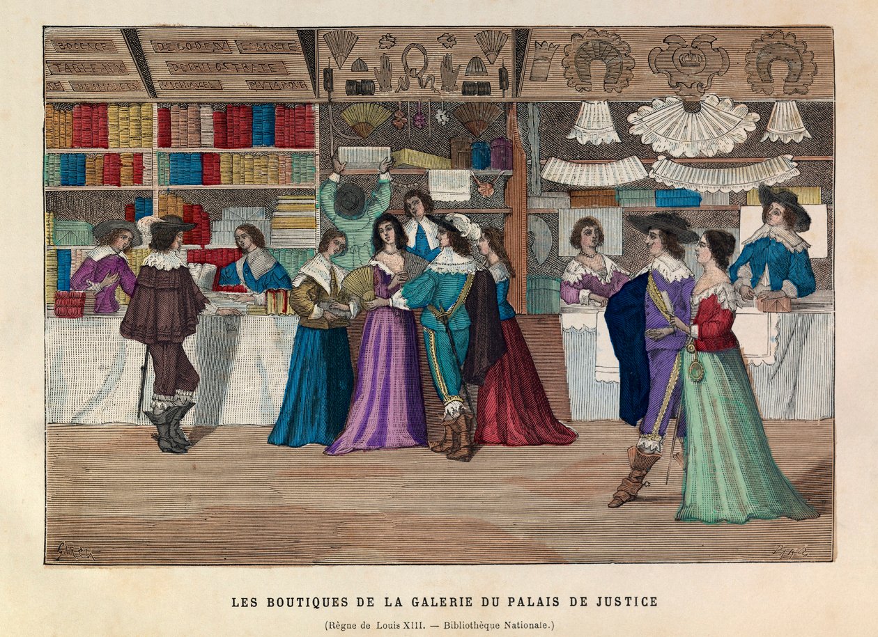 As lojas da galeria do Palácio de Justiça em Paris sob o reinado do rei Luís XIII no século XVII - Lojas da Galerie du Palais de Justice, Paris, reinado de Luís XIII de Anonymous Anonymous