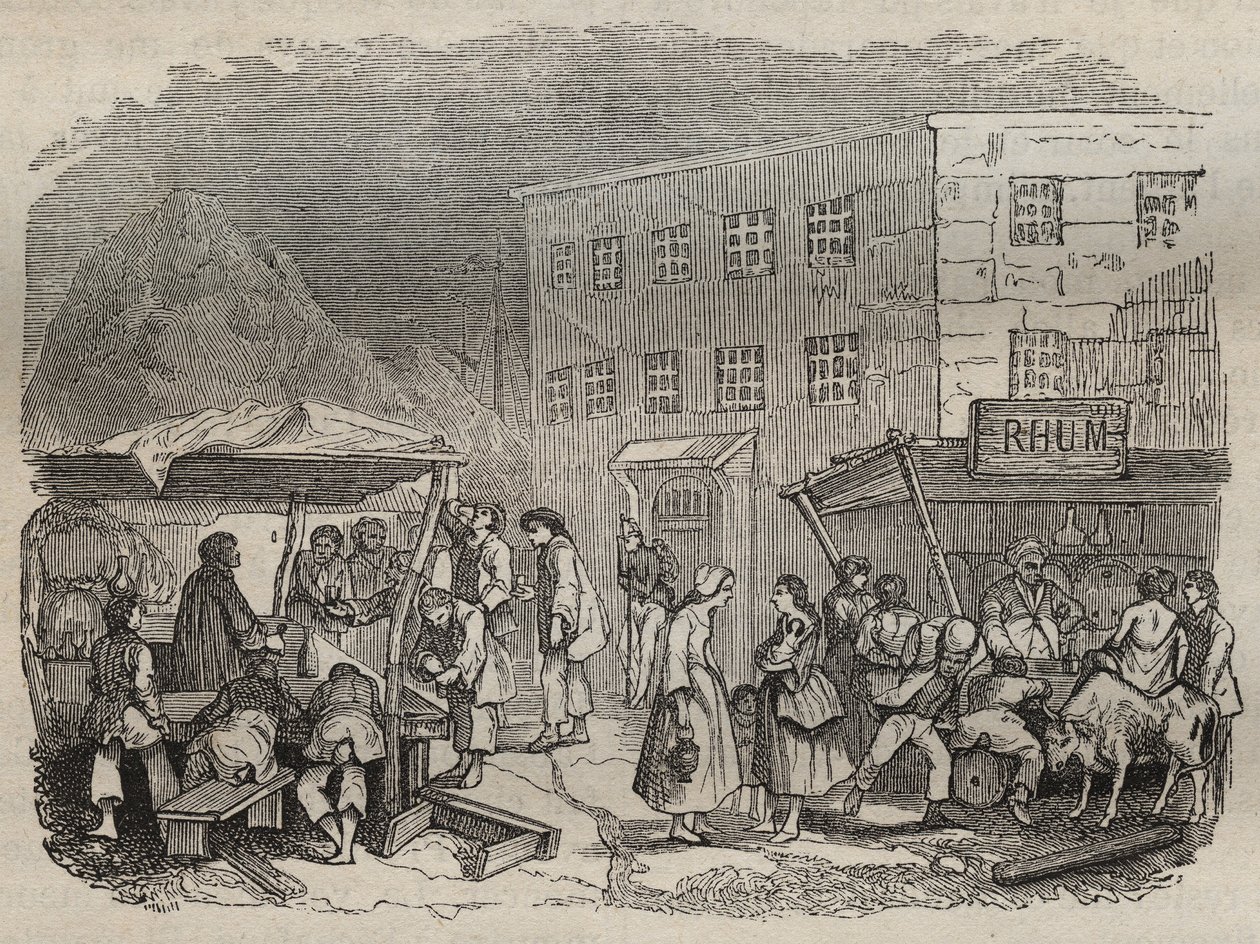 A cantina da bagne de Rochefort no século XIX. Gravura em "Histoire des bagnes depuis leur création à nos jours" (1877) de Pierre Zaccone (1817-1895) (Colonia Penale - colônia penal) Coleção particular. de Anonymous Anonymous