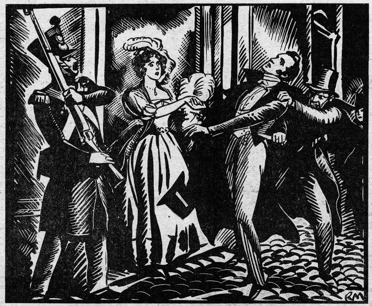 A morte do Duque de Berry (1778-1820) em 13/02/1820 na Academia Real de Música" O sobrinho do Rei Luís XVIII é assassinado na Ópera por Louvel, um republicano que queria extinguir a dinastia real. Ilustração retirada de "Le petit journal illustr de Anonymous Anonymous