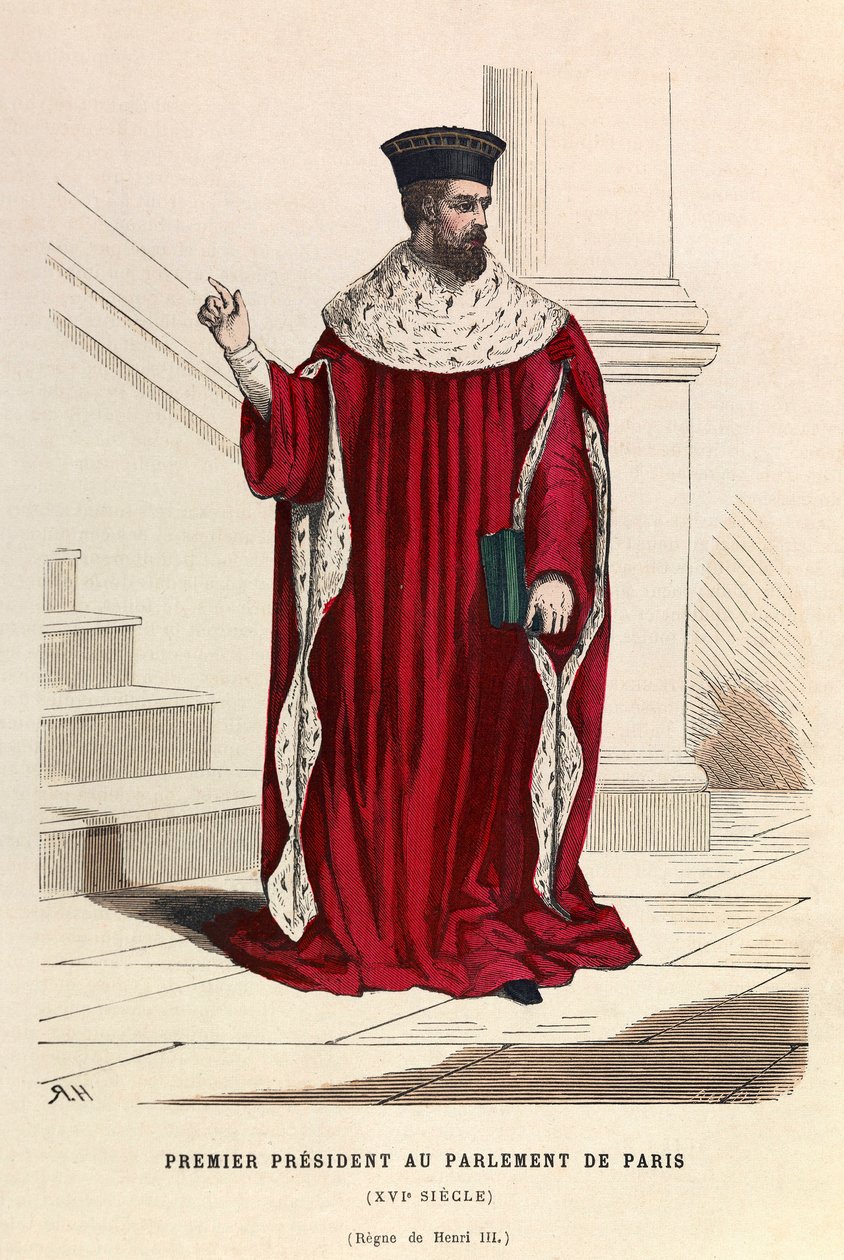 O primeiro presidente do Parlamento de Paris no século XVI sob o reinado do rei Henrique III - Primeiro Presidente do Parlamento de Paris Século XVI - coleção privada de Anonymous Anonymous