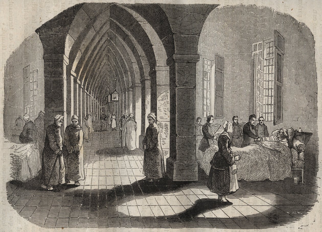 O hospital da Bagne de Rochefort no século XIX. Gravura em "Histoire des bagnes depuis leur création à nos jours" (1877) de Pierre Zaccone (1817-1895) (Colonia Penale - colônia penal). Coleção particular. de Anonymous Anonymous