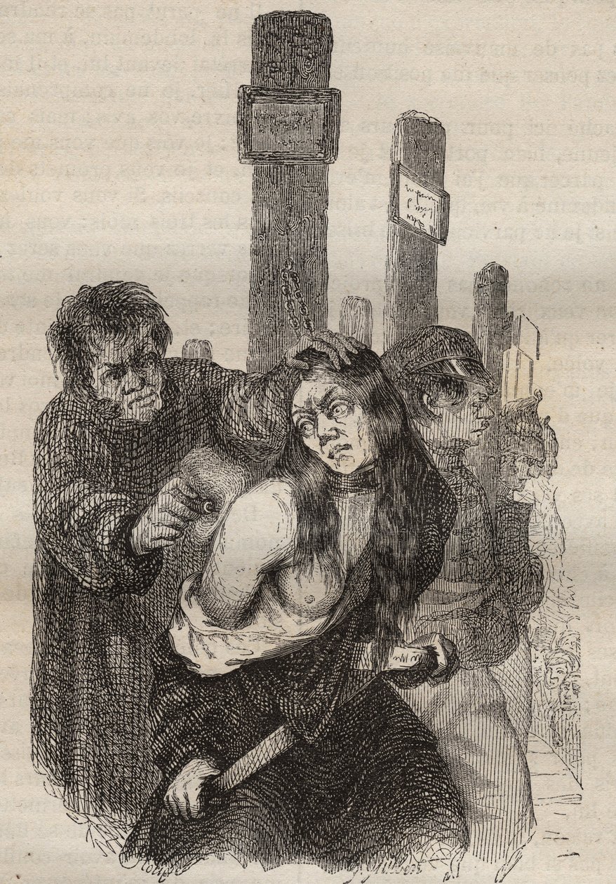 A marca na bagne de Rochefort no século XIX. Gravura em "Histoire des bagnes depuis leur création à nos jours" (1877) de Pierre Zaccone (1817-1895) (Colonia Penale - colônia penal). Coleção particular. de Anonymous Anonymous