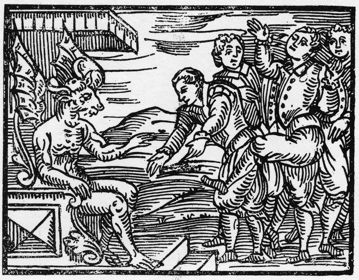 Os feiticeiros prestam homenagem ao diabo - "Compendium Maleficarum", trata das bruxas, do seu mal e dos seus institutos por Francesco Maria Guazzo ou Guaccio ou Guaccius (15??? -16???) 1608 Coleção Privada de Anonymous Anonymous