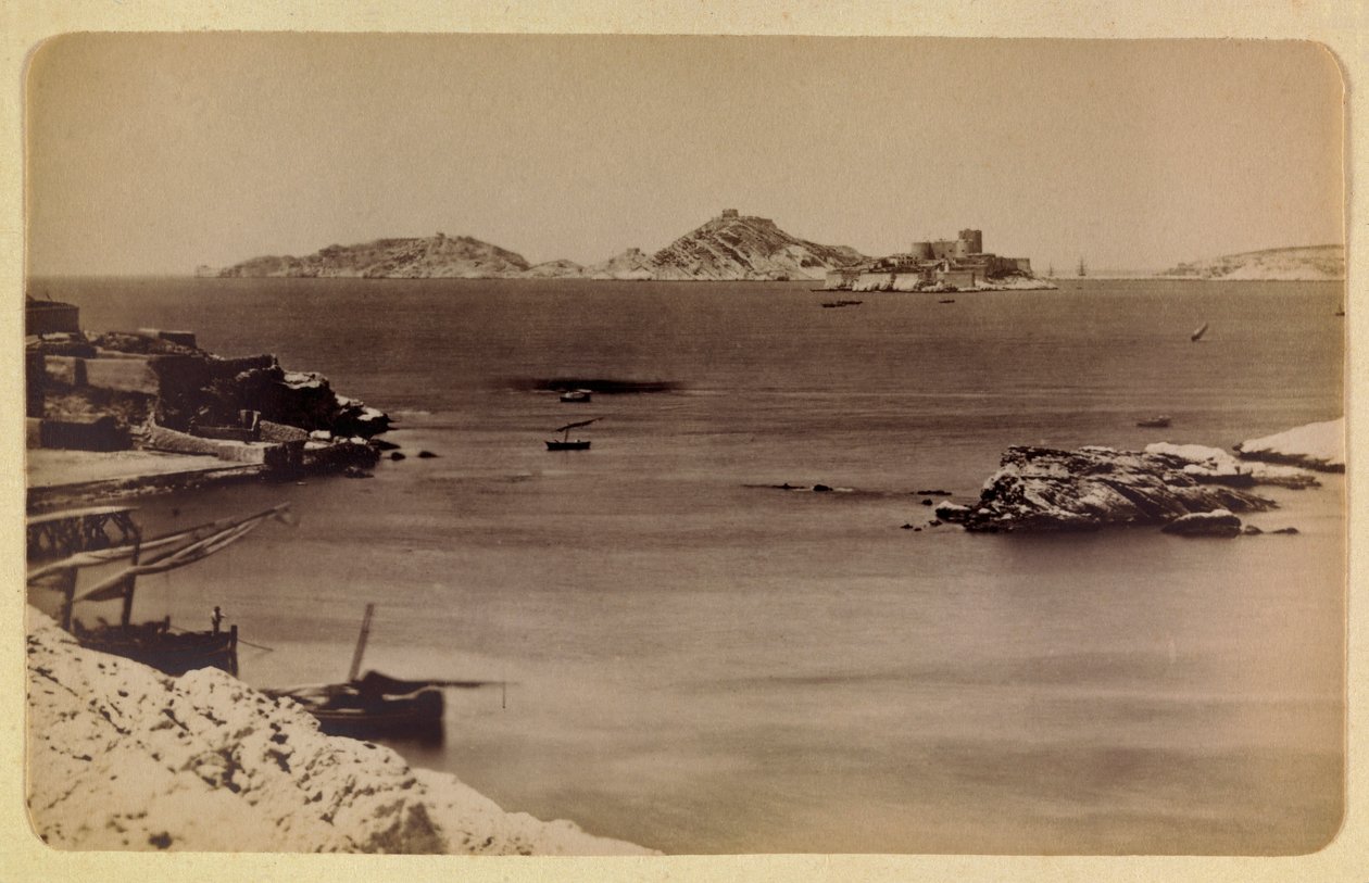 A cidade de Marselha e arredores por volta de 1885 -1890: o castelo de If e as ilhas, colecção privada de Anonymous Anonymous