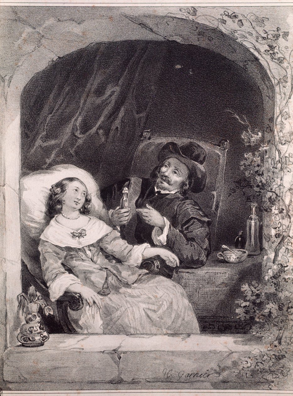 A visita do médico a uma jovem senhora (litografia de Anonymous Anonymous