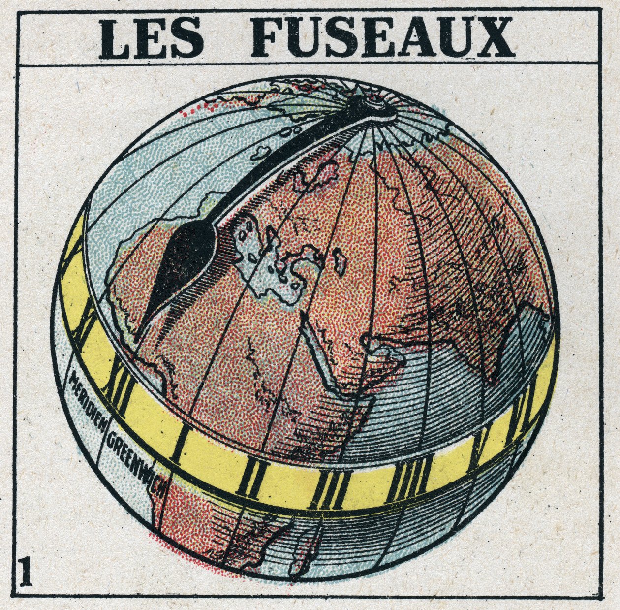 Hora: Fusos horários da Terra. Ilustração anónima de 1925. Coleção privada. de Anonymous Anonymous